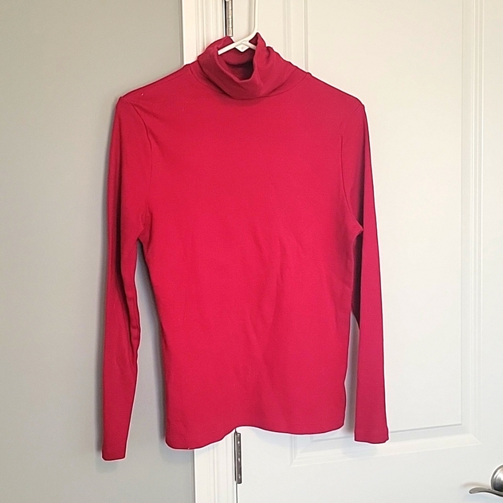Red turtle neck shirt